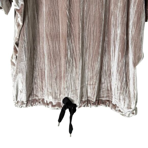 Zara Oversized Rose Gold Velvet Mini Dress Short Dolman Sleeves Hem Drawcord, M - Picture 6 of 12